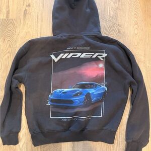 Hollister Black Hoodie with Blue Car Graphic